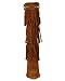 Nature Breeze BD05 Women Suede Fringe Studded Moccasin Knee High Wedge Boot - Tan