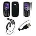 Premium Black Soft Silicone Gel Skin Cover Case + Crystal Clear Screen Protector + Rapid Car Charger + USB Data Sync Charge Cable for Samsung Stunt R100 [Accessory Export Packaging]