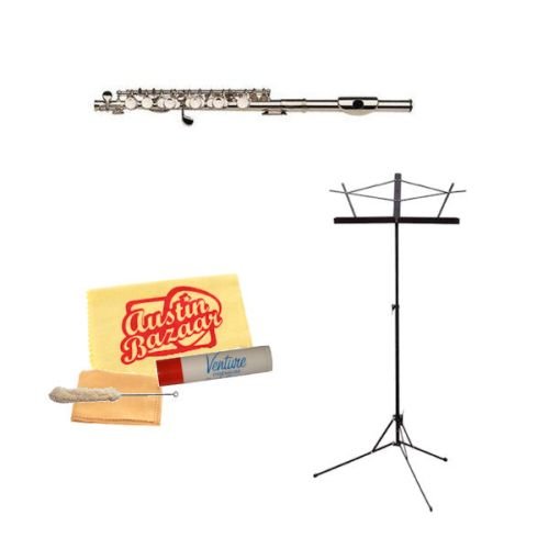 Gemeinhardt 4SP Silver Piccolo Bundle with Music Stand, Care Kit, and Polishing Cloth