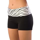 Pizzazz Girl Size 2T-16 White Zebra Roll Down Waist Shorts Dance Cheer