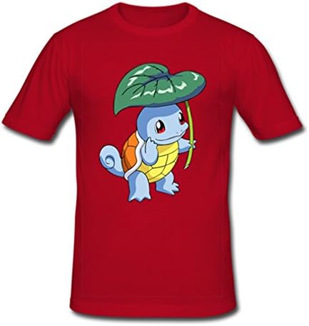 HJGBEDS Mens Japan Anime Pokemon Squirtle Leaf Classic T-shirt Medium Red