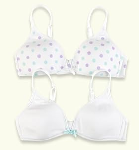 2 Pack - Older Girls' Cotton Rich Plain & Spot Bra Tops