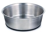 ProSelect Stainless Steel Food & Water Dog Bowl Dish with Rubber Non Slip Base 4.5" (holds 9oz)