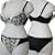 Ex Store Microfibre Overlaid with Cream Lace Bra & Knickers Set Black