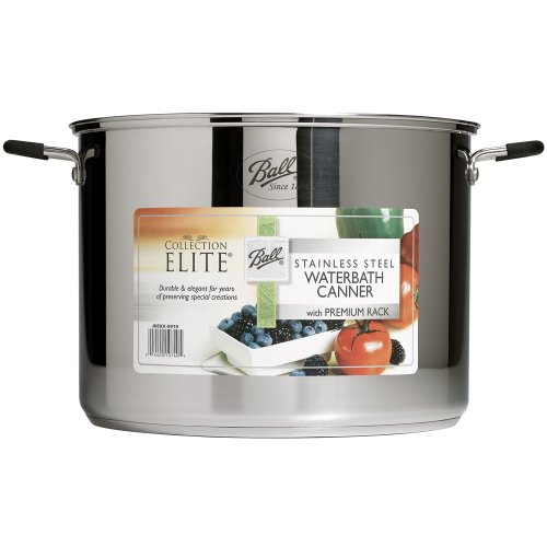 Ball Jar Collection Elite Stainless-Steel 21-Quart Waterbath Canner with Rack and Glass Lid Ball Jar Collection Elite Stainless-Steel 21-Quart Waterbath Canner with Rack and Glass Lid