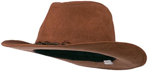 Women's Suede Featherband Cowboy Hat - Brown