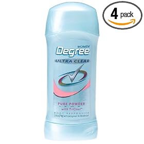 Degree Ultra Clear Anti-Perspirant & Deodorant, Pure Powder 2.6oz. (Pack of 4)