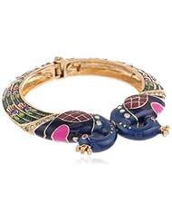 Betsey Johnson "Peacock" Hinged Bangle Bracelet, 8"