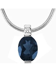 14K White Gold Oval Cut Sapphire and Diamond Pendant -- LIFETIME WARRANTY