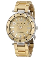 Anne Klein Womens 10/9977GMGD Gold-Tone Aluminum Bracelet Watch