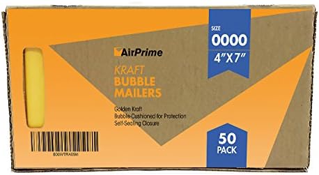 Size #0000 4 x 7 SMALL ~ 50 Kraft Bubble Cushion Self-Seal Padded Envelope Mailers ~ AirPrime