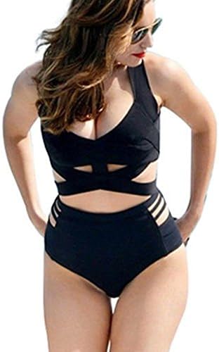 BLLstar Women's 2PCS Plus Size High Waist Push Up Padded Strappy Swimsuits Bikini S