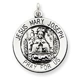 Sterling Silver Antiqued Holy Family Medal