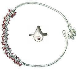 Anklet Toe Ring Pair Sterling Silver Ankle Jewelry 10.5 inches (anklt547)