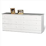 Prepac White Six Drawer Double Dresser in White