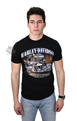 Harley-Davidson Mens Catch of the Day Motorcycle Scott Jacobs Black Short Sleeve T-Shirt - LG