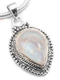 Medieval Rainbow Moonstone Teardrop Sterling Silver Pendant