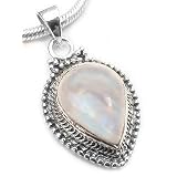 New Medieval Moonstone Teardrop Sterling Silver Pendant