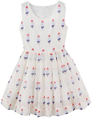 DAILISHA Womens 3 Layer A Line Ice Cream Printed Chiffon Dress (XS)