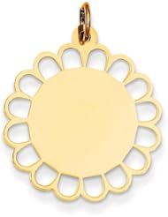 14k Yellow Gold Plain .011 Gauge Engravable Flower Disc Charm. Metal Wt- 1g