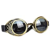 レトロ黄色 ヴィンテージスチームパンクゴーグルメガネ 溶接 サイバーパンクゴシックレイヴレンズ コスプレ