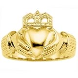 Women's 14k Yellow Gold Celtic Claddagh Right Hand Ring