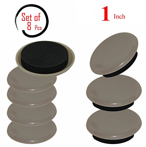 Beige Reusable Furniture Sliders/Movers - Unmatched Surface Protection - Great Fit-Fuzz Free- Refreshingly Quiet -Heavy Duty( 8 Pack) -1'' Round Super Sliders