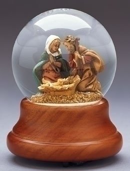 Set of 2 Fontanini 5.5" Lighted Musical Holy Family Nativity Glitterdomes #66195