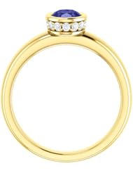 18K Yellow Gold 7.00x5.00mm Oval Cut Tanzanite and Diamond Ring -- LIFETIME WARRANTY