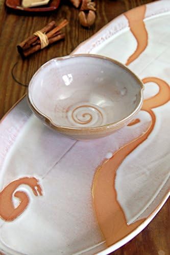 Platter and Dipping Bowl in Shale and Rust Waves