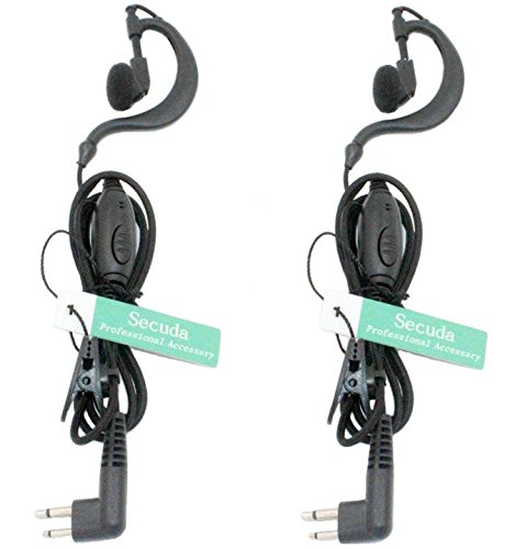 2 X SUNDELY Clip-Ear Ear Hook Hanger Headset Earpiece with PTT Button for HYT (Hytera) Radio Walkie Talkie TC-446S TC-618 TC-3000 HYT850 2-pin