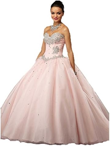 Zhu Li Ya Women's Ball Gown Beaded Tulle Quinceanera Dresses Patry Gowns (18Plus, Pink)