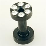 Single PVD Stainless Steel Threaded Flesh Tunnel: 8g 5/16, Clear Gems