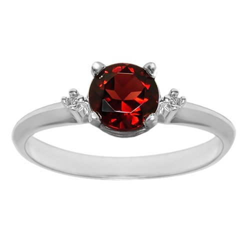 1.01 Ct 3-Stone Red Garnet Diamond 14K White