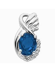 14K White Gold Oval Cut Chatham Created Sapphire Pendant -- LIFETIME WARRANTY