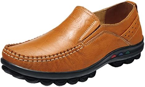 Passionow Christmas Women New Style British Style Retro Genuine Leather Casual Shoes(7(M)US,Tan )