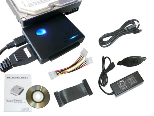 Convertisseur IDE 2.5 / 3.5 / 5.25 et SATA I / II vers USB 2.0 - Supporte 2 peripheriques SATA+IDE branches en meme temps !