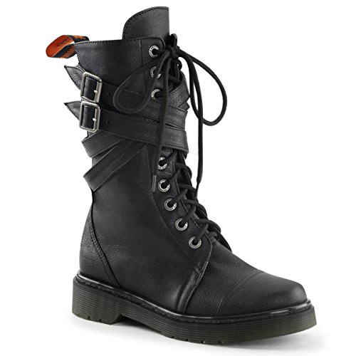 Womens Combat Boots with Buckle Straps and 1.25 Inch Heels Vegan Boots Size: 7