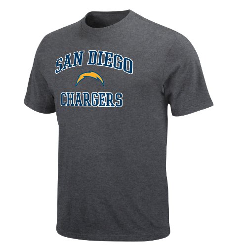 NFL Men's San Diego Chargers Heart And Soul Ii Adult Short Sleeve Basic Tee (Heather, X-Large)