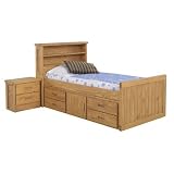 American Woodcrafters 2000-Bookcase Bed Kids Scene Bookcase Bed with Storage Pedestal in Deep Rustic