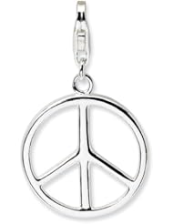 Sterling Silver Large Polished Peace Sign w/Lobster Claw Clasp Clasp Charm