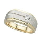 14K Two Tone Gold 0.12 ct. Bezel Set Diamond Men's Ring