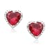 10k White Gold Heart-Shaped Created Ruby with Diamonds Heart Earrings