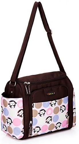 Mengma Large Pink Monkey Flower Printing Waterproof Nappy Bag Maternity Nursing Baby Bag Mothers Insulating Shoulder Bag