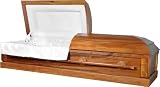 8802 - Solid Pecan Jewish Casket<br>White Simple Interior