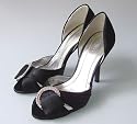 Pumps Sandalen Peep Toes Heels Satin Strass (S75), Schwarz