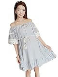 【TPGROWIN】 マタニティ ウェア ワンピース オフショルダー レース 出産 産前 産後 外出着 妊婦服 上品 全3色 (Free, グレー)