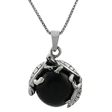 Sterling Silver Black Onyx Ball with Turtles Necklace