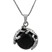 Sterling Silver Black Onyx Ball with Turtles Necklace