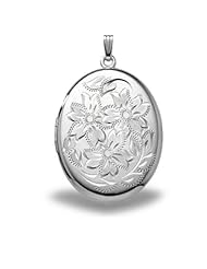 Extra LARGE Sterling Silver Oval Locket 1-1/4 inch x 1-1/2 inch